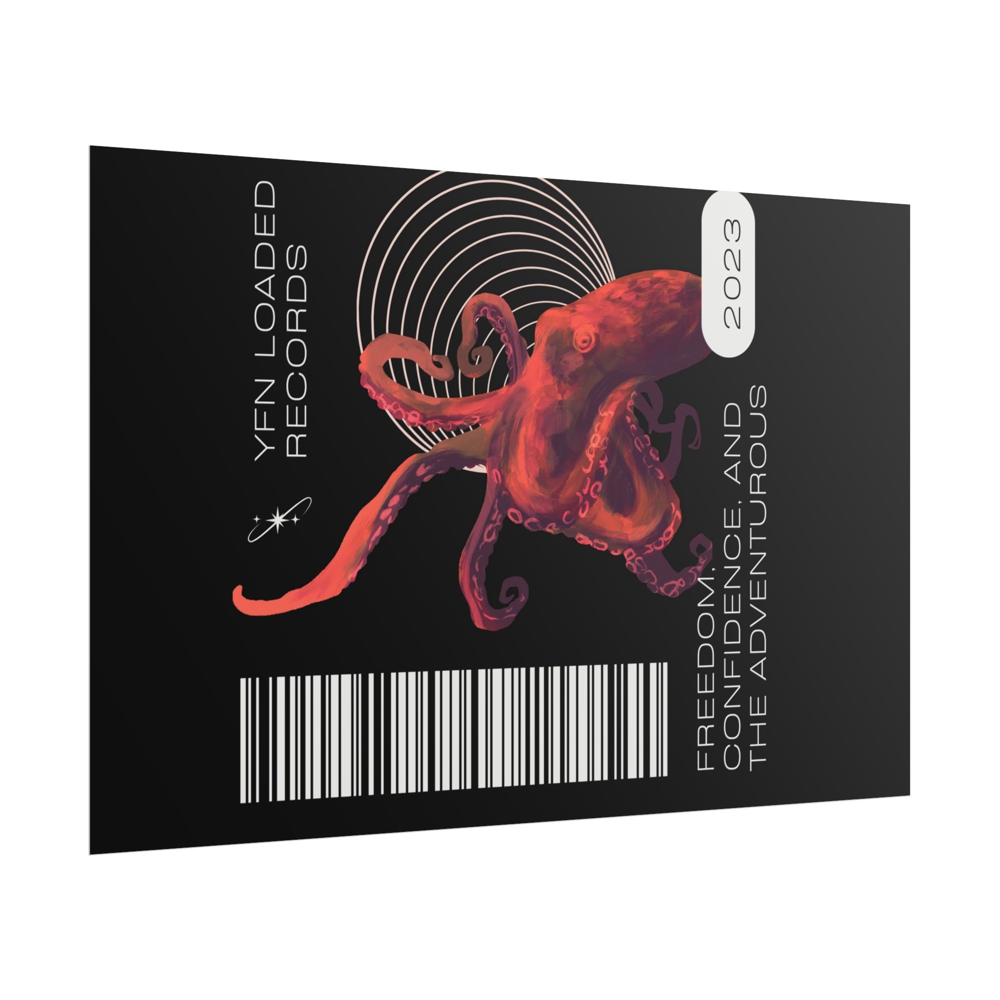 Octopus Barcode Art Poster — 'Freedom & Adventure 2023' Rolled Wall Print - Image 27