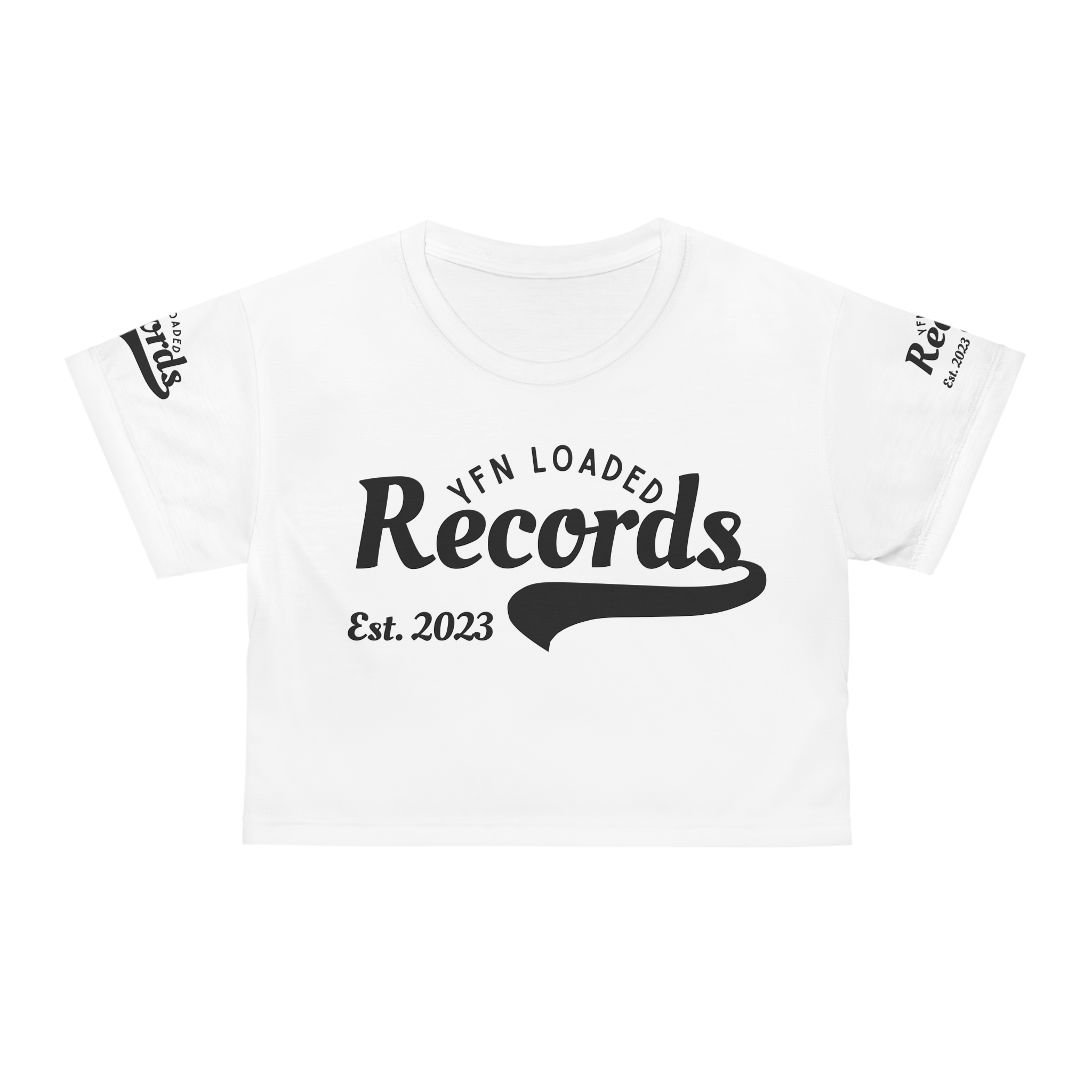 Records Crop Tee - "YFN Loaded Records Est. 2023" Vintage Logo Music Shirt - Image 2