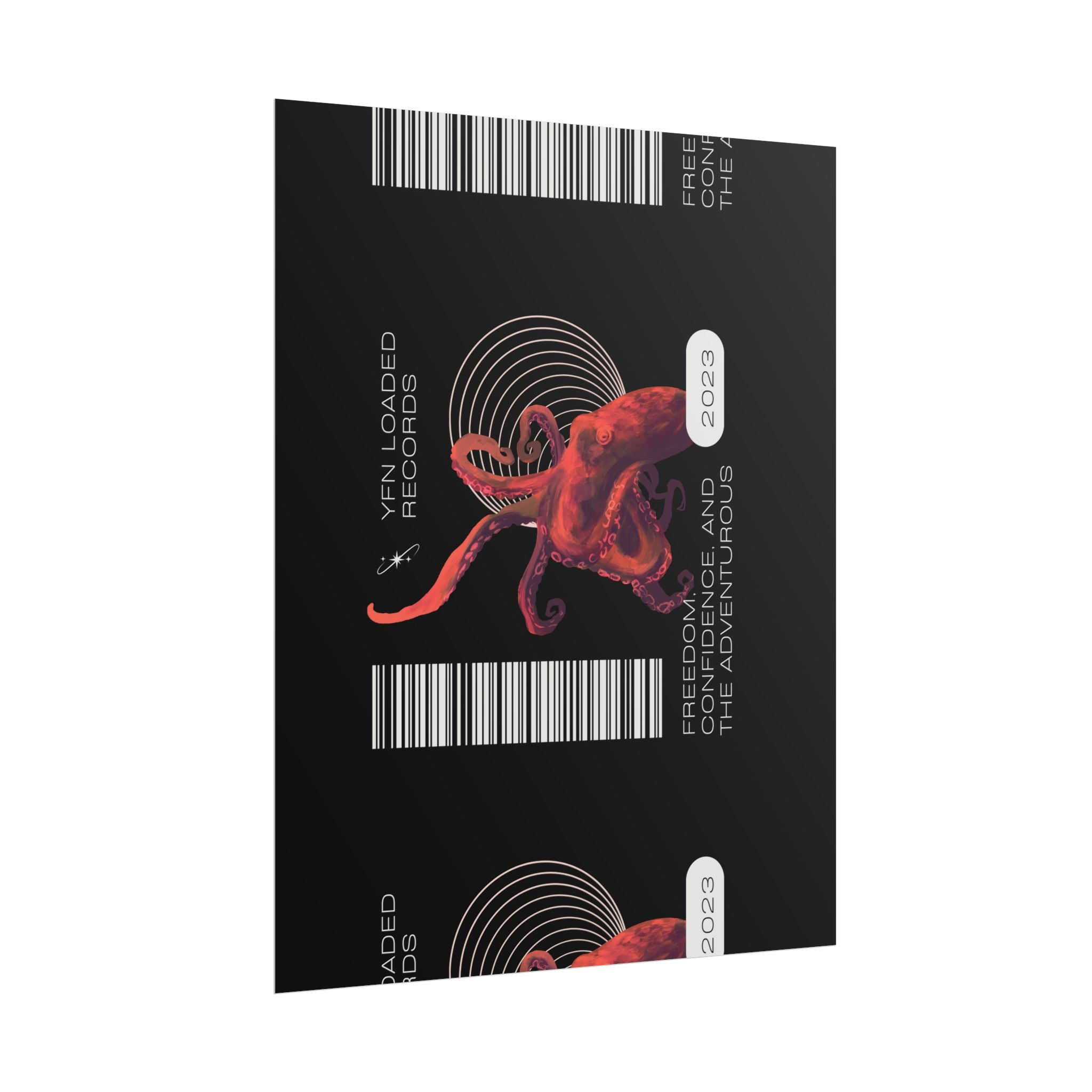 Octopus Barcode Art Poster — 'Freedom & Adventure 2023' Rolled Wall Print - Image 134