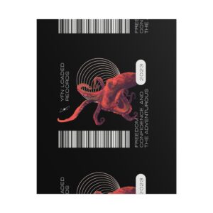 Octopus Barcode Art Poster — 'Freedom & Adventure 2023' Rolled Wall Print