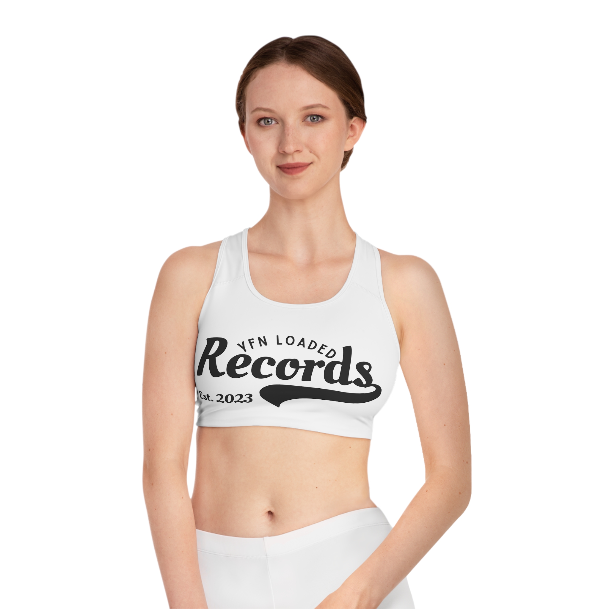 Records Sports Bra — YFN Loaded Records Est. 2023 Athletic Crop - Image 3
