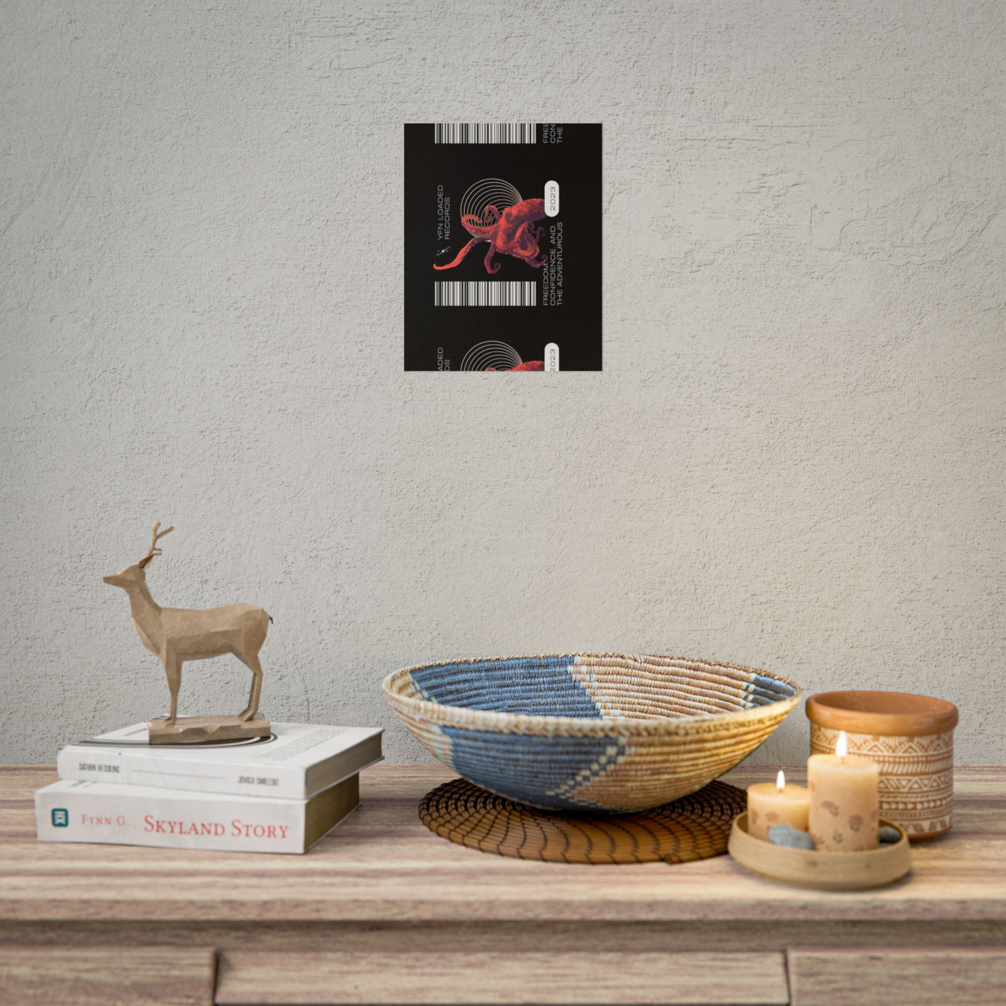 Octopus Barcode Art Poster — 'Freedom & Adventure 2023' Rolled Wall Print - Image 83