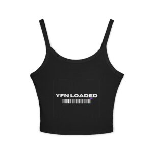 YFN Loaded Barcode Crop Tank — Women's Spaghetti Strap Graphic Tank Top