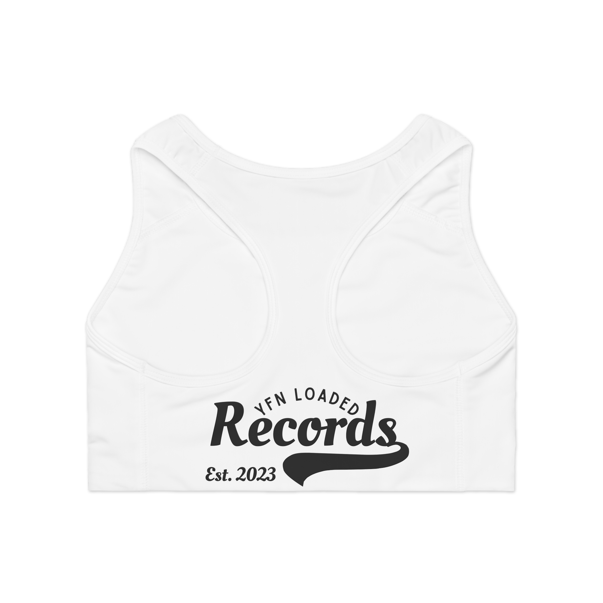 Records Sports Bra — YFN Loaded Records Est. 2023 Athletic Crop - Image 2