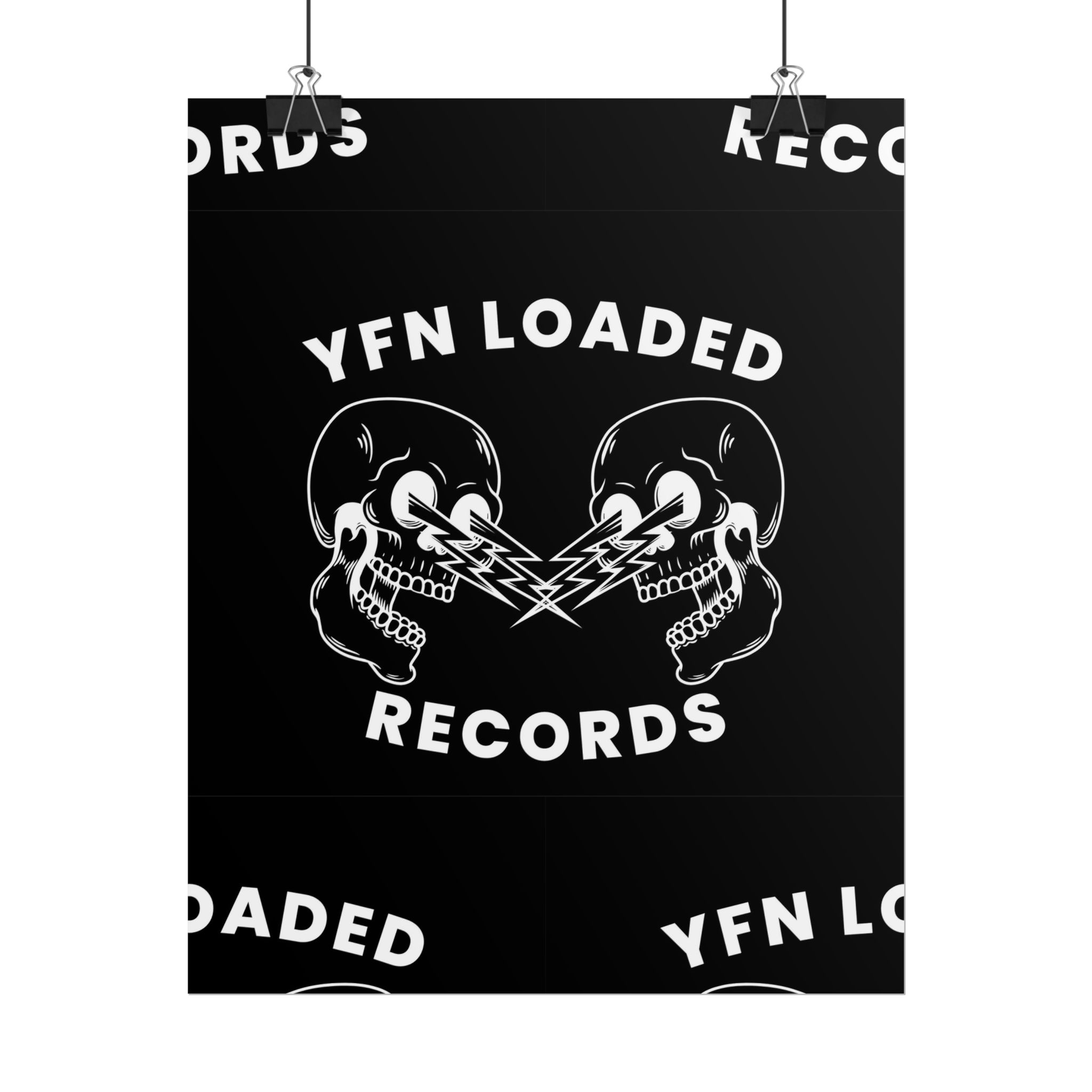Rolled Poster — YFN Loaded Records Black Skull Logo Music Print - Image 2