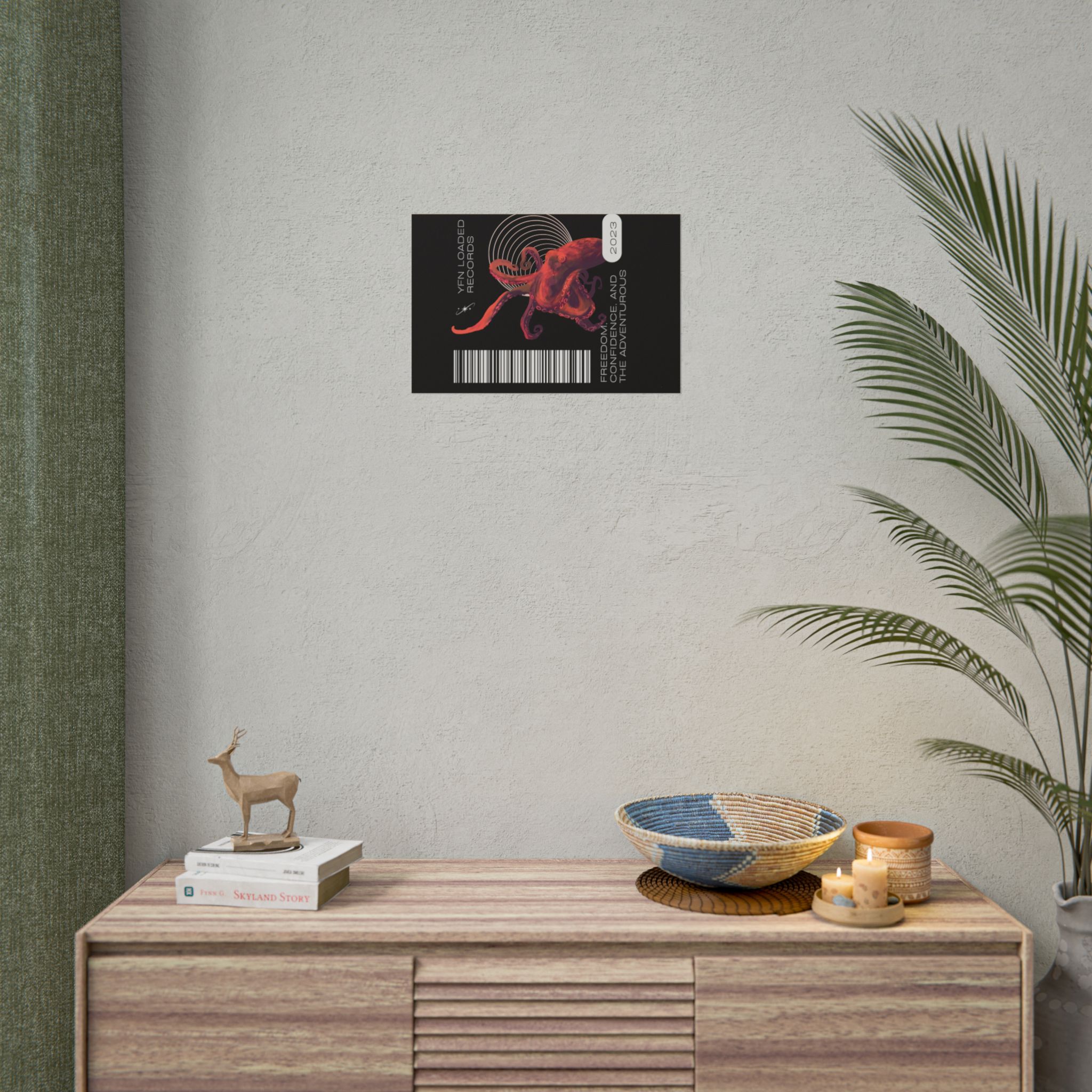 Octopus Barcode Art Poster — 'Freedom & Adventure 2023' Rolled Wall Print - Image 28