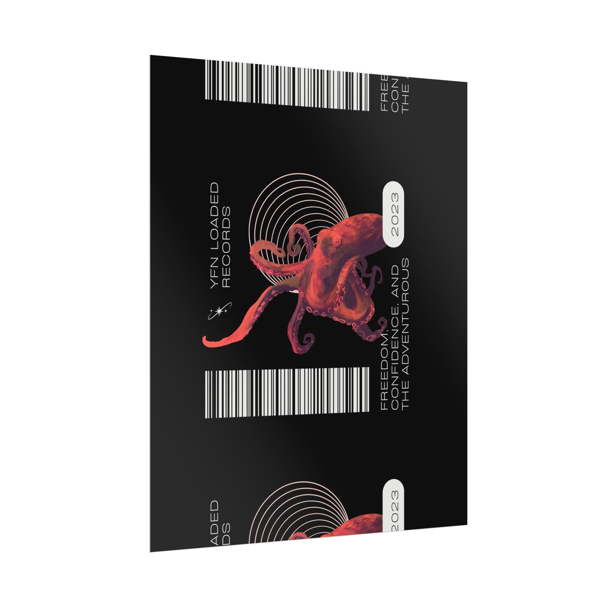 Octopus Barcode Art Poster — 'Freedom & Adventure 2023' Rolled Wall Print - Image 7