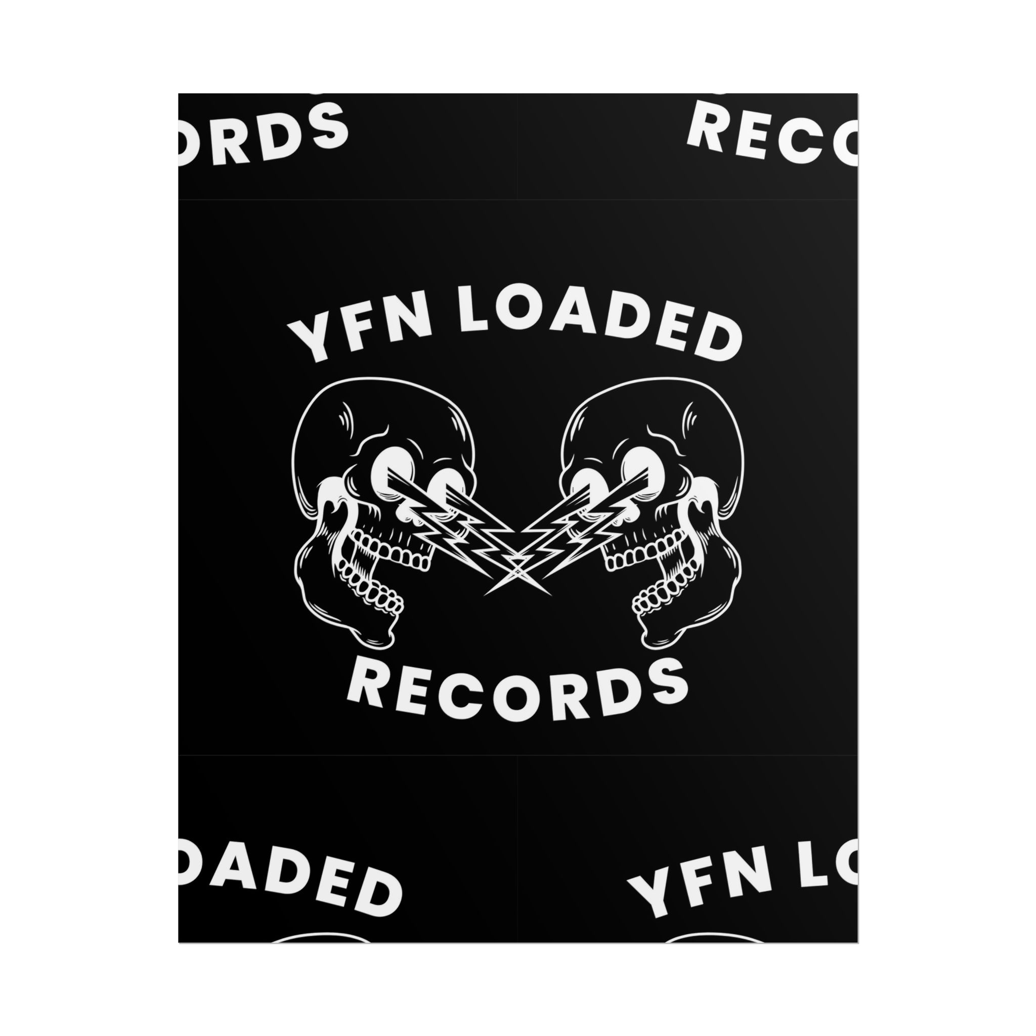 Rolled Poster — YFN Loaded Records Black Skull Logo Music Print