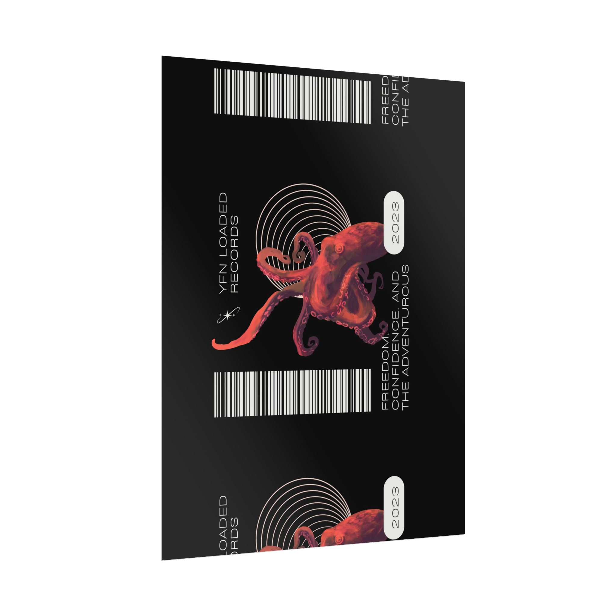 Octopus Barcode Art Poster — 'Freedom & Adventure 2023' Rolled Wall Print - Image 11